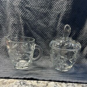 Vintage EAPC Star of David Clear Glass Creamer and Sugar Set